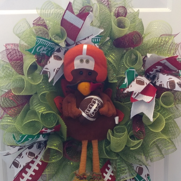 Thanksgiving Turkey football wreath - Picture 2 of 4